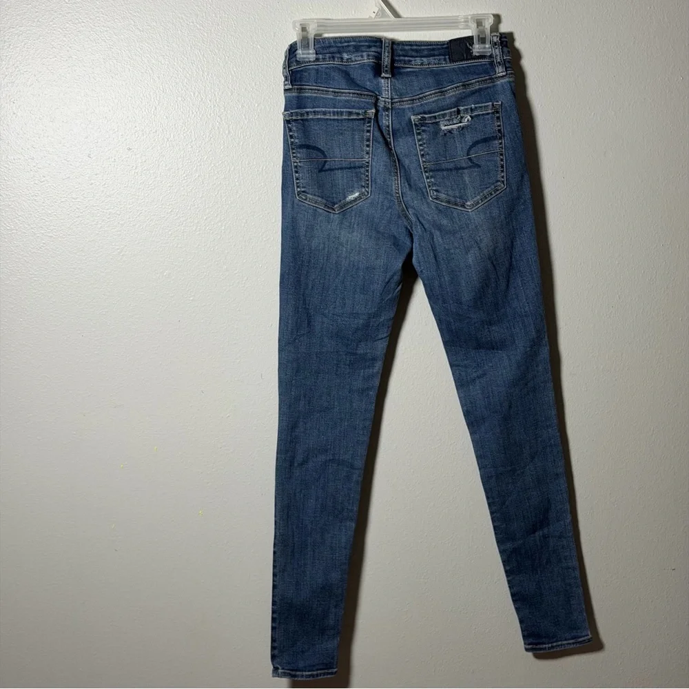 American Eagle Outfitters Women's‎ Hi-Rise Jegging Blue Distressed Jeans size 4